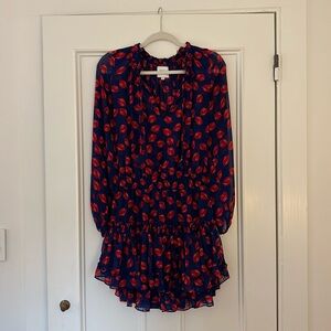 MISA Los Angeles Red Leaf Navy Dress, Small